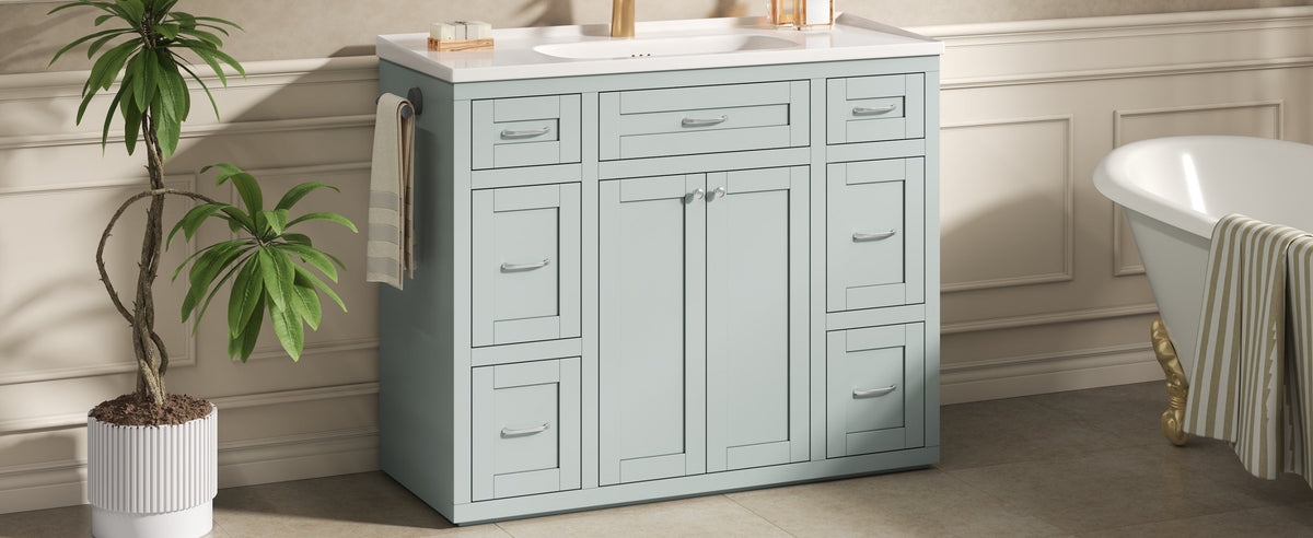 48" Mint Green Bathroom Vanity with Ceramic Sink - Mint Green