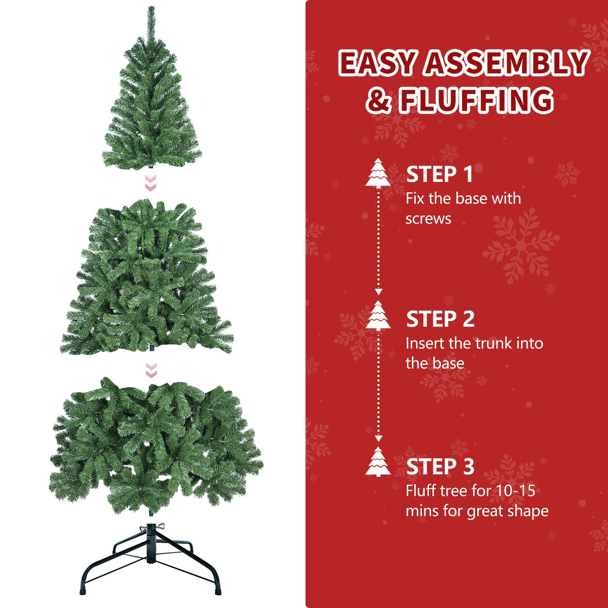 8FT Artificial Christmas Tree with Hinged Structure - Green