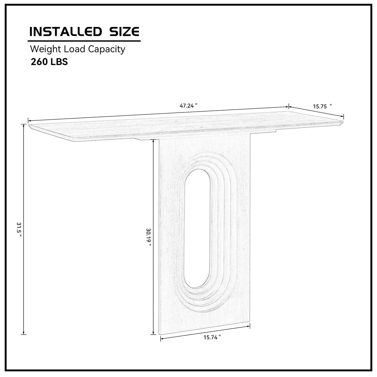 47.24 Inch Console Table with Loopback Design - MDF