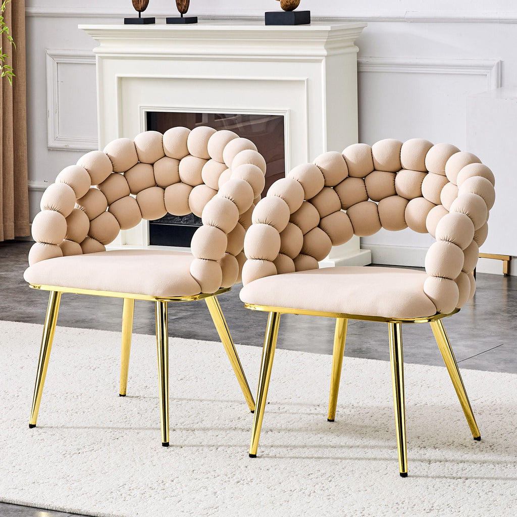 Ball Chain Bubble Dining Chair Set with Sculptural Backrest - Dark Gray, Beige, Orange