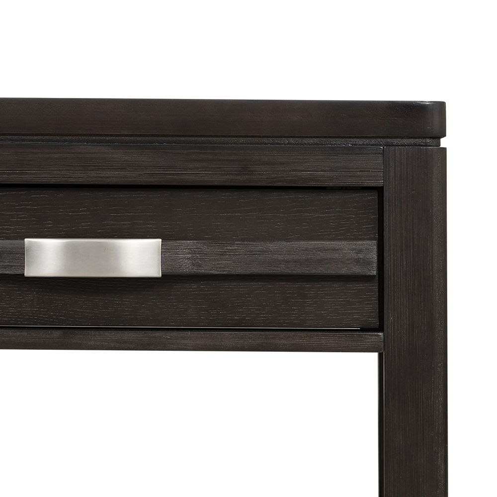 Elegant Dark Brown End Table with Storage Drawer and Shelf