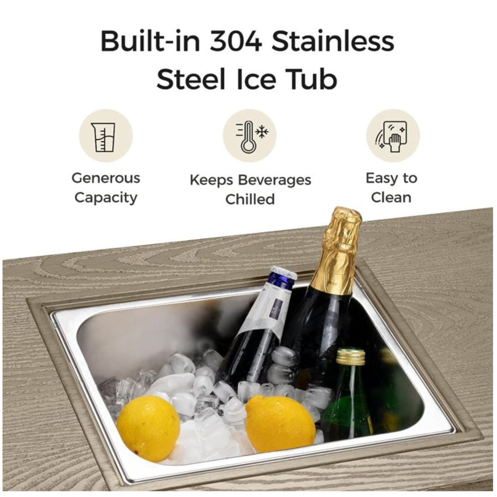 3 In 1 Outdoor Propane Fire Pit Table with Ice Bucket - Beige
