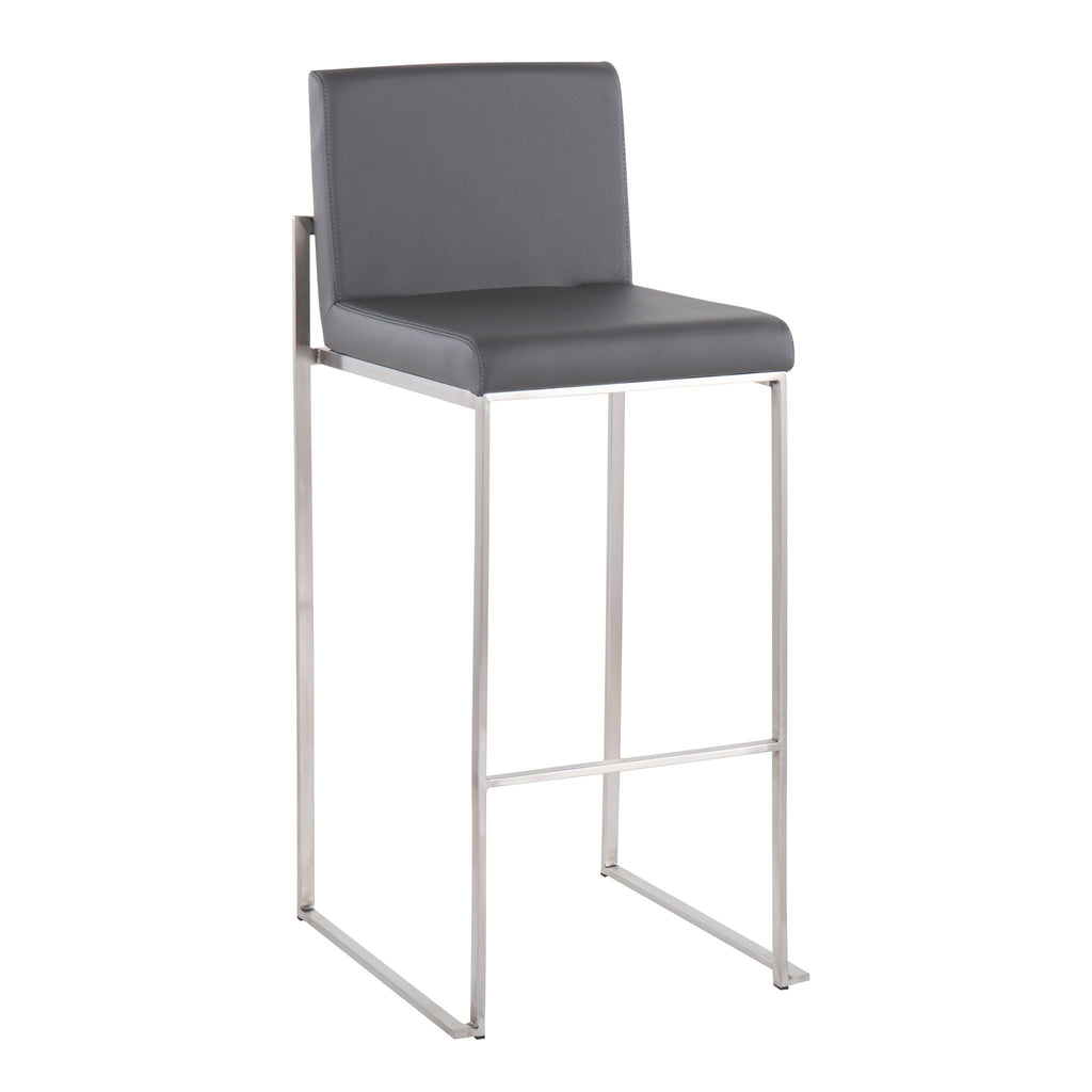 Contemporary High Back Barstool Set with Upholstered Seat – Multiple Colors