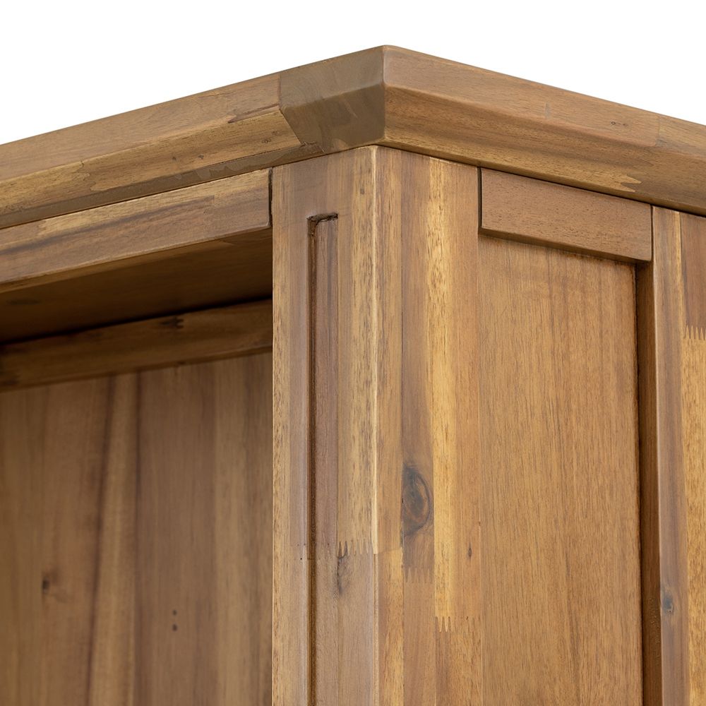 Natural Wood Standard Bookcase with Sturdy Solid Acacia Construction - Brown
