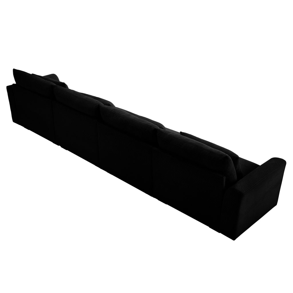4 Seater Deep Seat Corduroy Couch for Living Room - Black, Beige, or Green