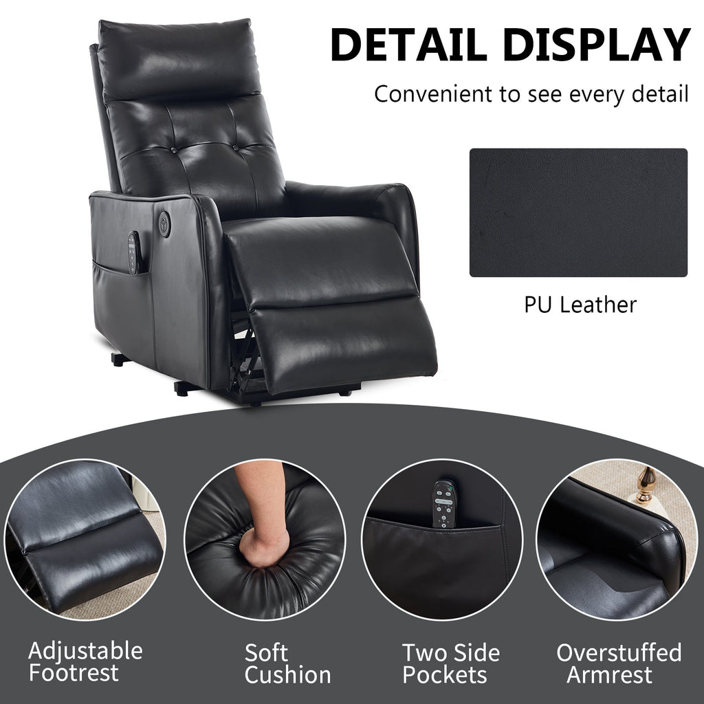Black PU Power Lift Recliner Chair