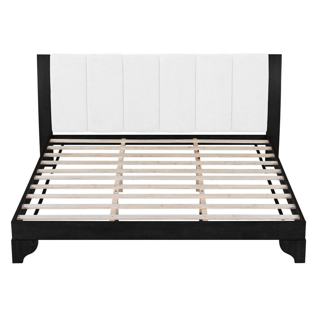 King Size Bed Frame with Reinforced Support - Black and White