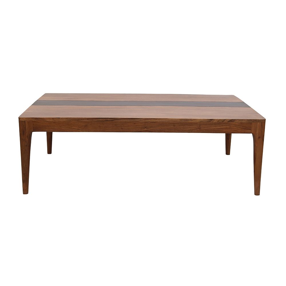 Natural Wood Dining Table with Live-Edge Inspired Detail - Brown