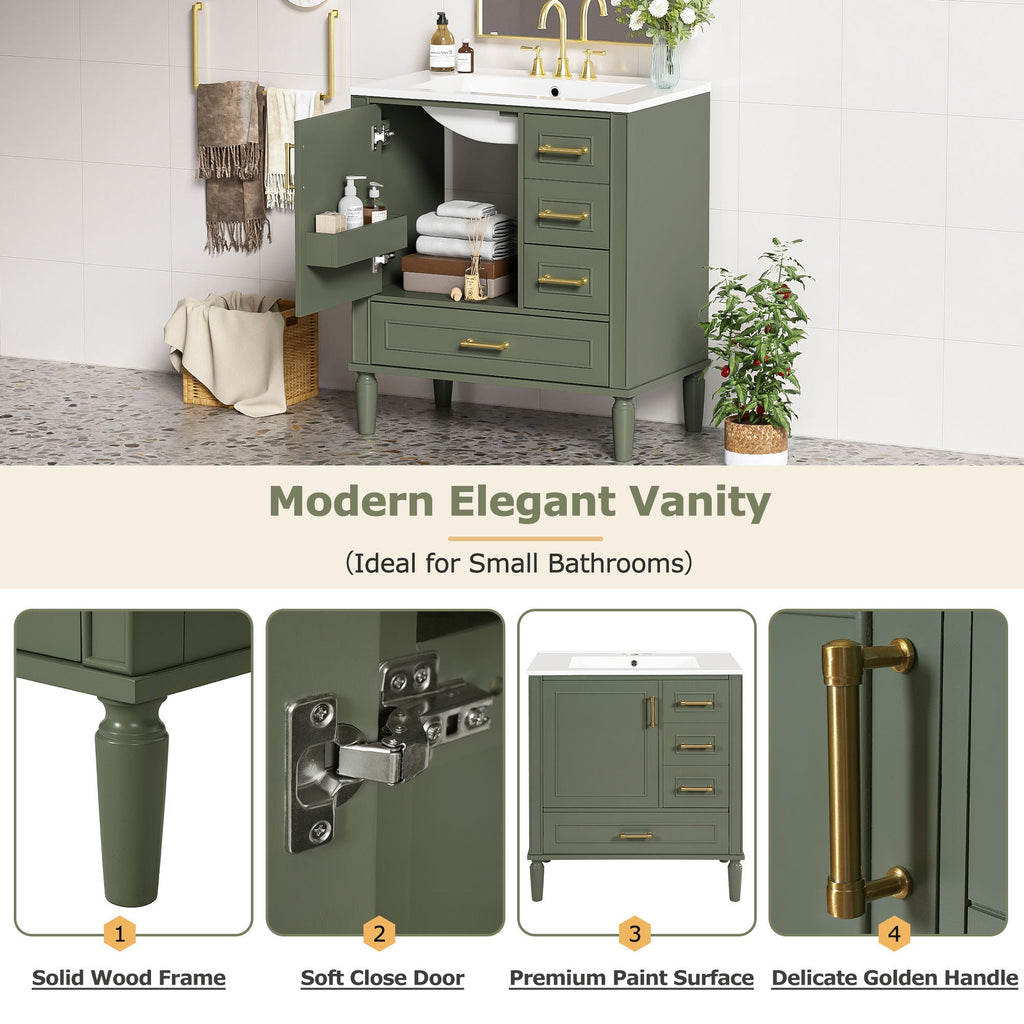 Traditional Bathroom Vanity Set with Soft Close Doors - Multiple Colors