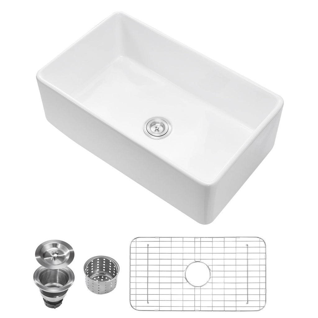 Farmhouse Sink Undermount Kitchen Single Bowl with Extra-Large Basin - White