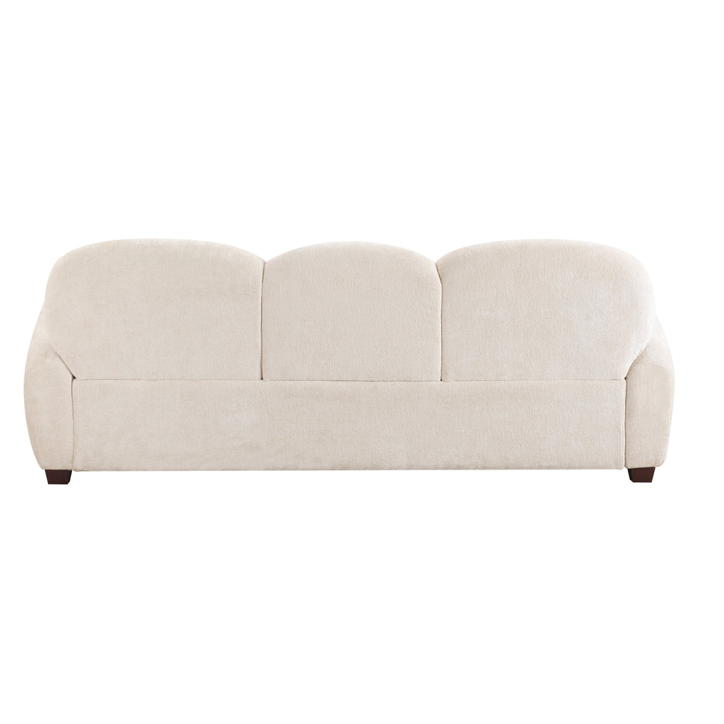 Modern 3 Seater Boucle Sofa with Wooden Frame and 3 Pillows - 78 in.