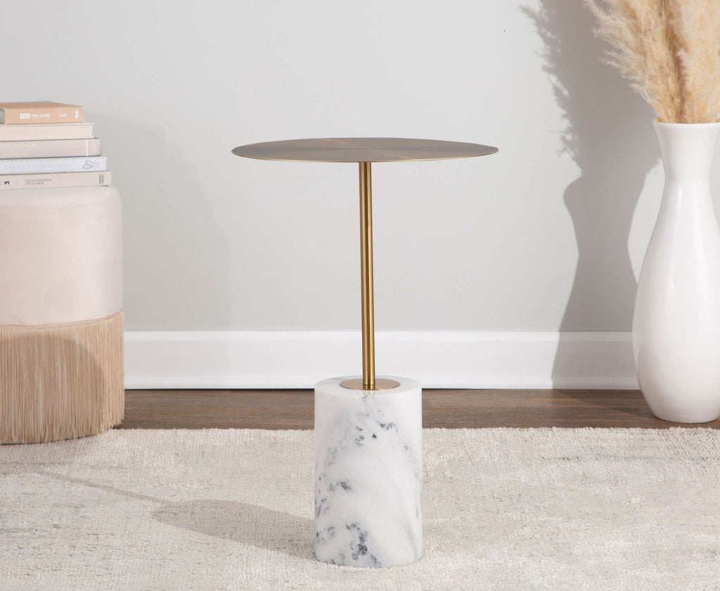 Contemporary Side Table with Concrete Base - Pearl Silver or Black