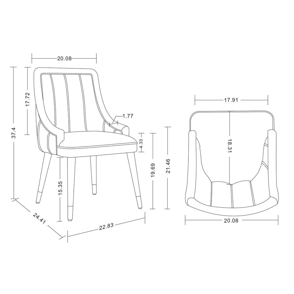 Eda Dining Chair with Stitched Upholstery - Multiple Colors