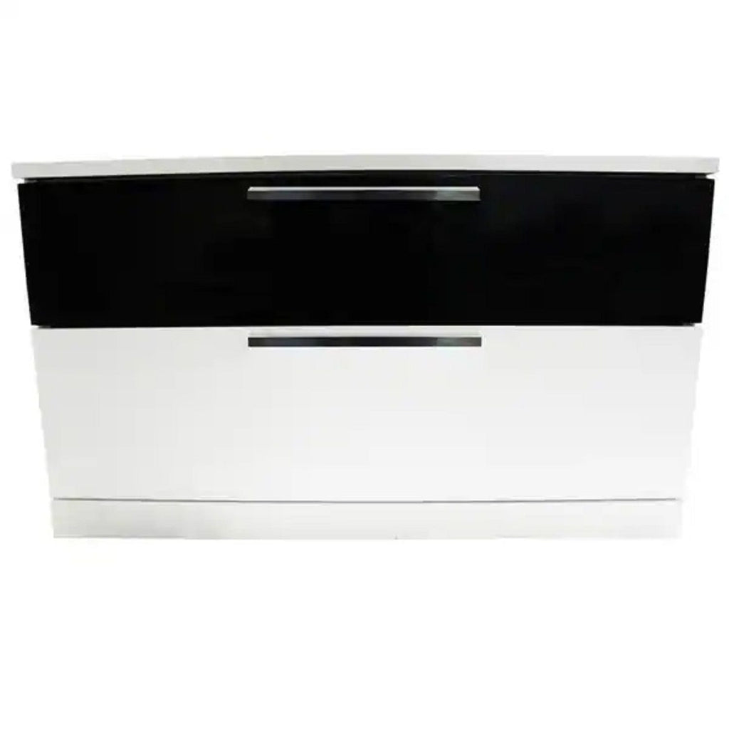 2 Drawer Nightstand, Bedside Table with Ample Storage - White / Black
