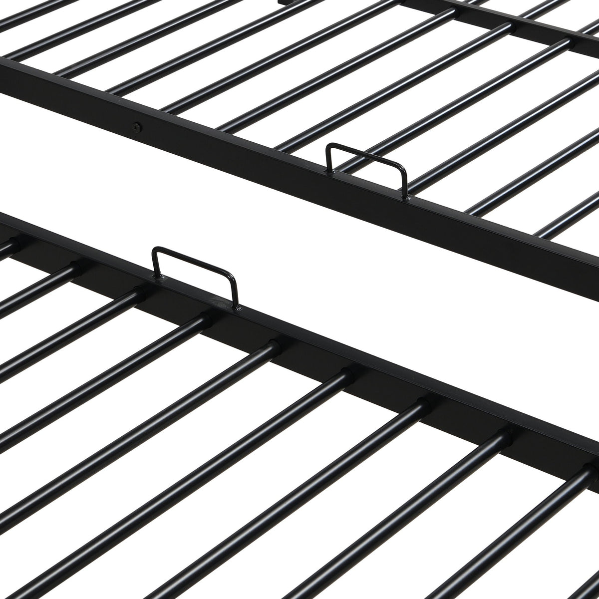 Modern Metal Triple Bunk Bed with Storage Shelf - Black