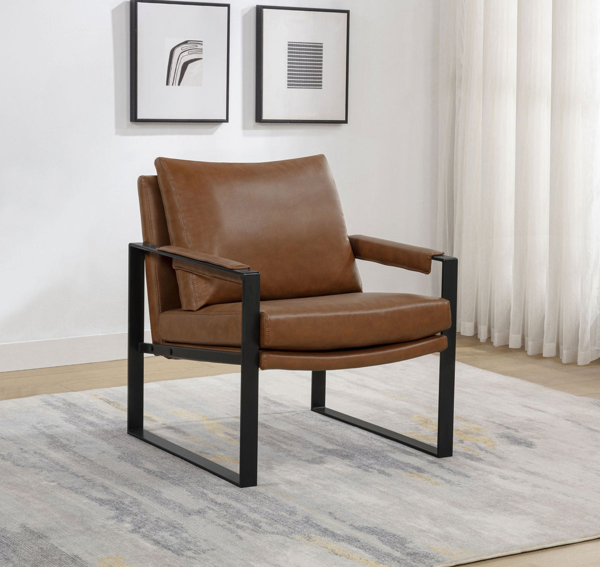 Rosalind Upholstered Track Arm Accent Chair Brown