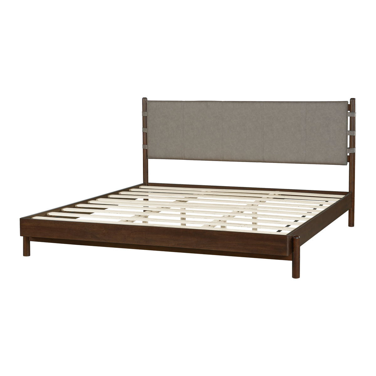 Modern King Bed Frame Set with 2 Nightstands - Wood Bedroom Set