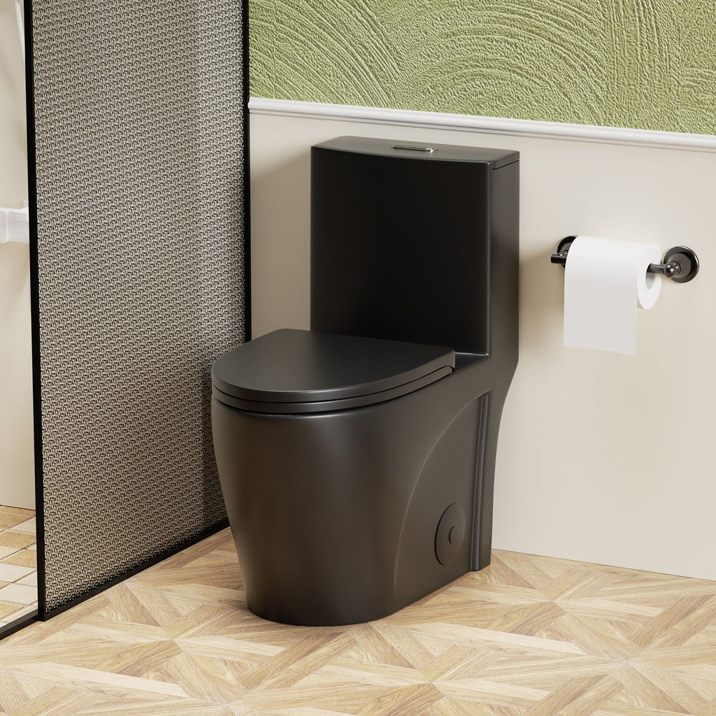 1 Piece Toilet with Tornado Flush and Dual Flush - ADA Height Chair - Gray, Pink, or Black