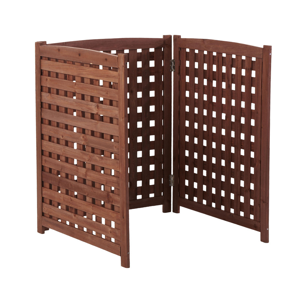 3 Panel Outdoor Air Conditioner Fence Screen with Solid Wood - Light Brown or Dark Gray