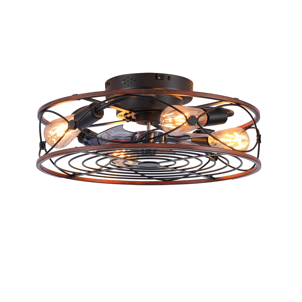 20'' Caged Ceiling Fan with Lights and Remote Control - Matte Black