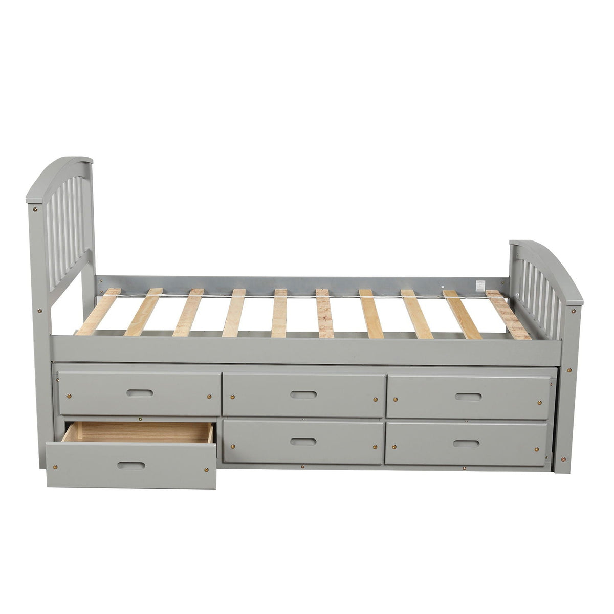 Solid Wood Twin Storage Bed with 6 Drawers - Multiple Colors