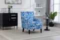 Upholstered Accent Chair with Blue and White Porcelain Print