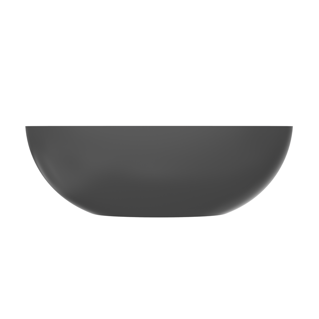 65.2 Inch Freestanding Solid Surface Soaking Bathtub with Spacious Interior - Dark Grey