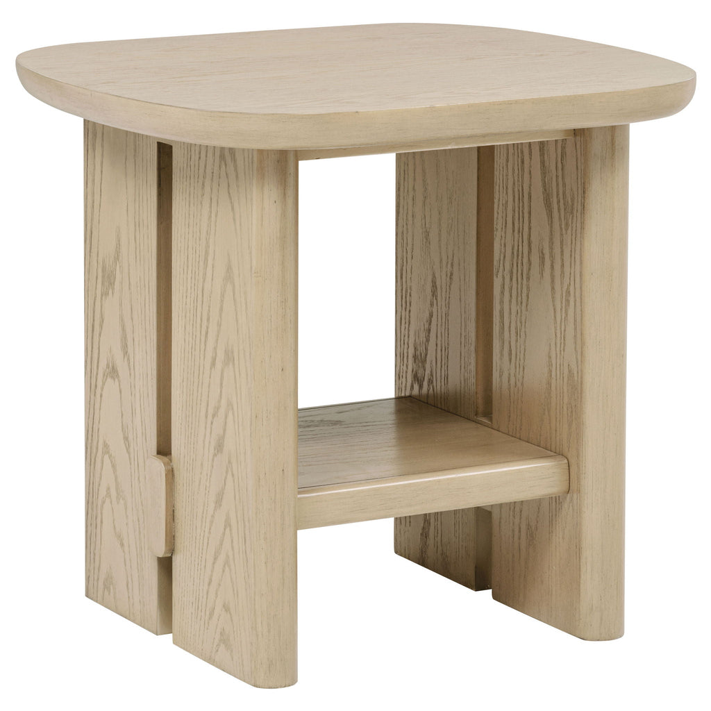 Kailani 2-piece Coastal Coffee and End Table Set Beige Oak