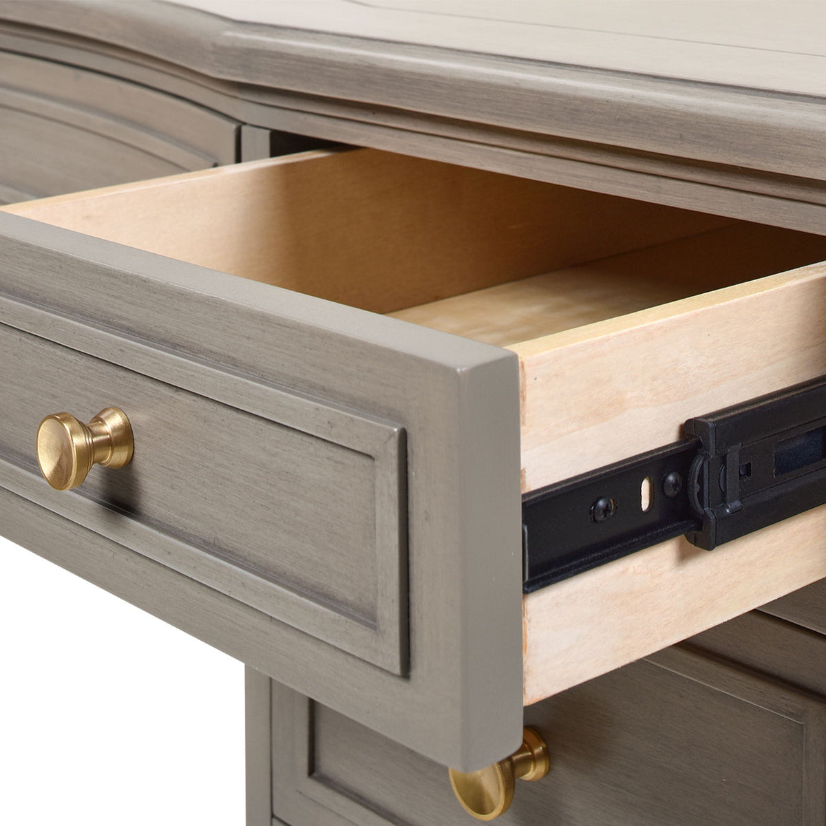 Dauphin 5 Drawer Executive Desk with Solid Rubber Hardwood - Gray or Light Brown