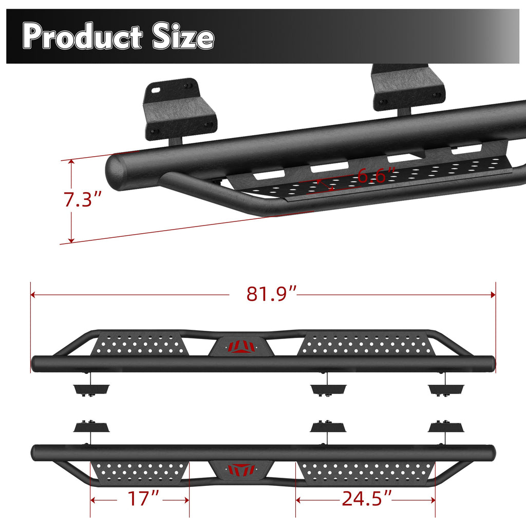 Running Boards for Ford SuperCrew Cab with Non-Slip Surface - Carbon Steel