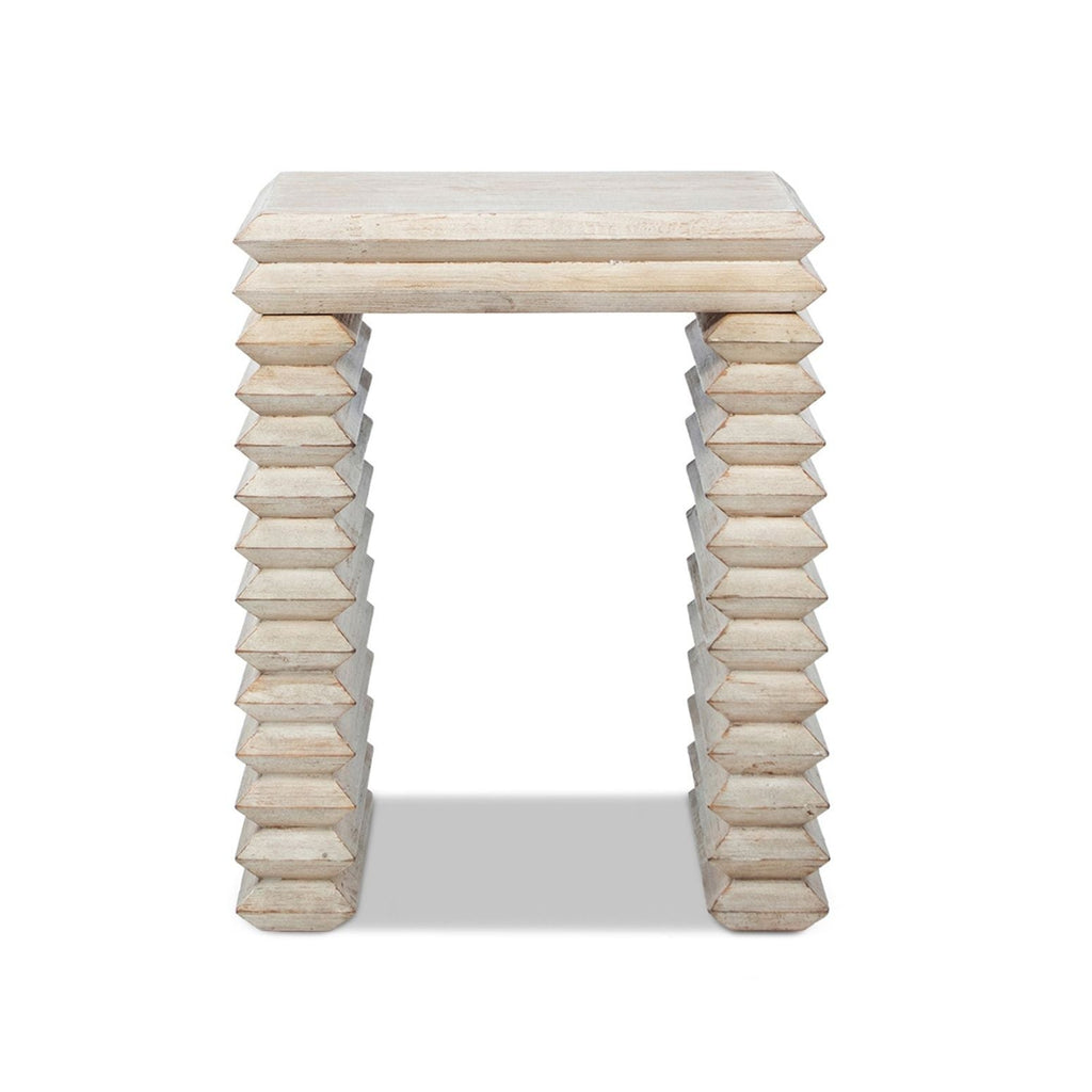 Geometric Waterfall Console Table with Solid Wood Construction - White or Light Brown