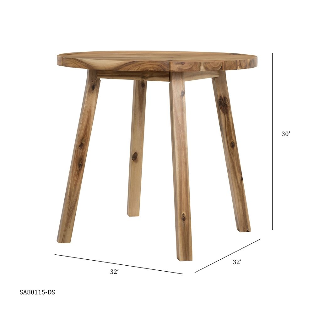 Solid Wood Round Dining Table with Durable Acacia Construction - Natural Wood / Brown