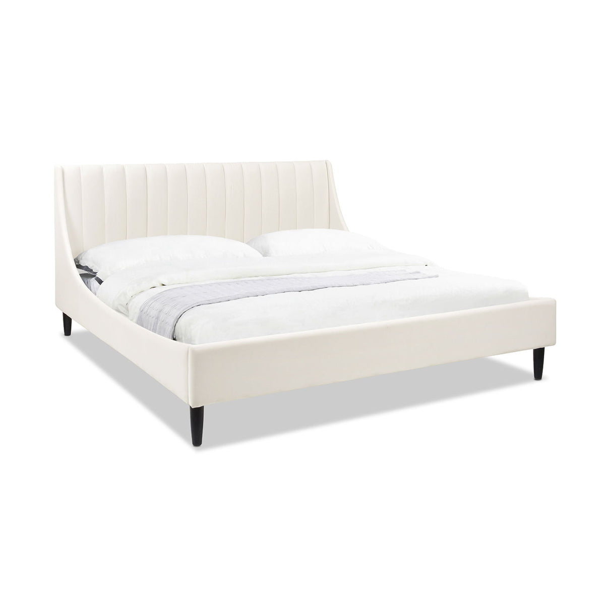 Vertical Tufted Modern Headboard Platform Bed Set with Upholstered Finish - Multiple Colors