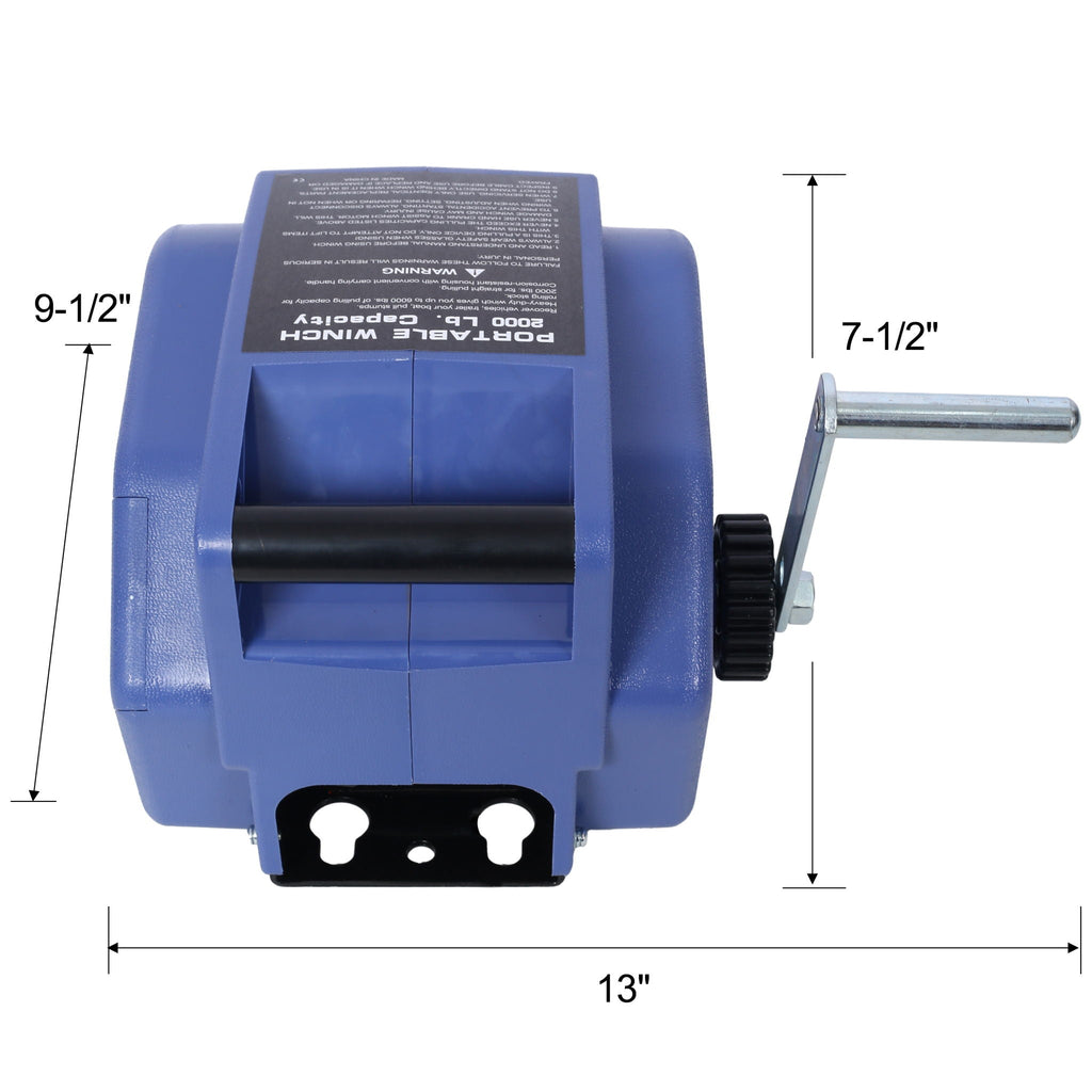 Reversible Electric 12V Trailer Winch with Galvanized Wire Rope - Blue