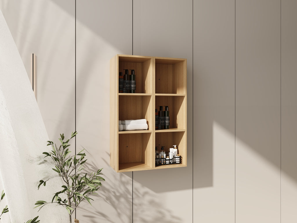 24 Inch Wall Mounted Storage Shelves with Plywood Construction - Oak