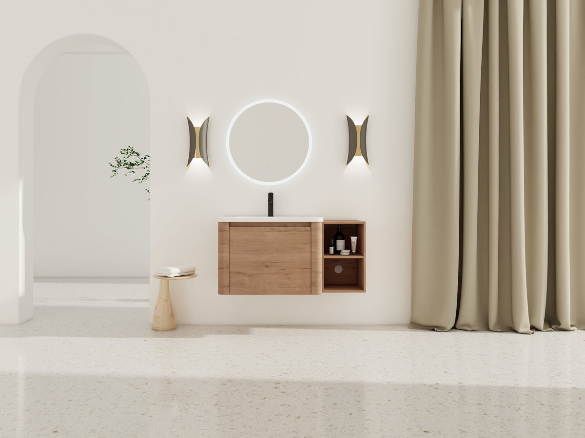 40'' Wall-Mounted Bathroom Vanity with Storage - Plywood