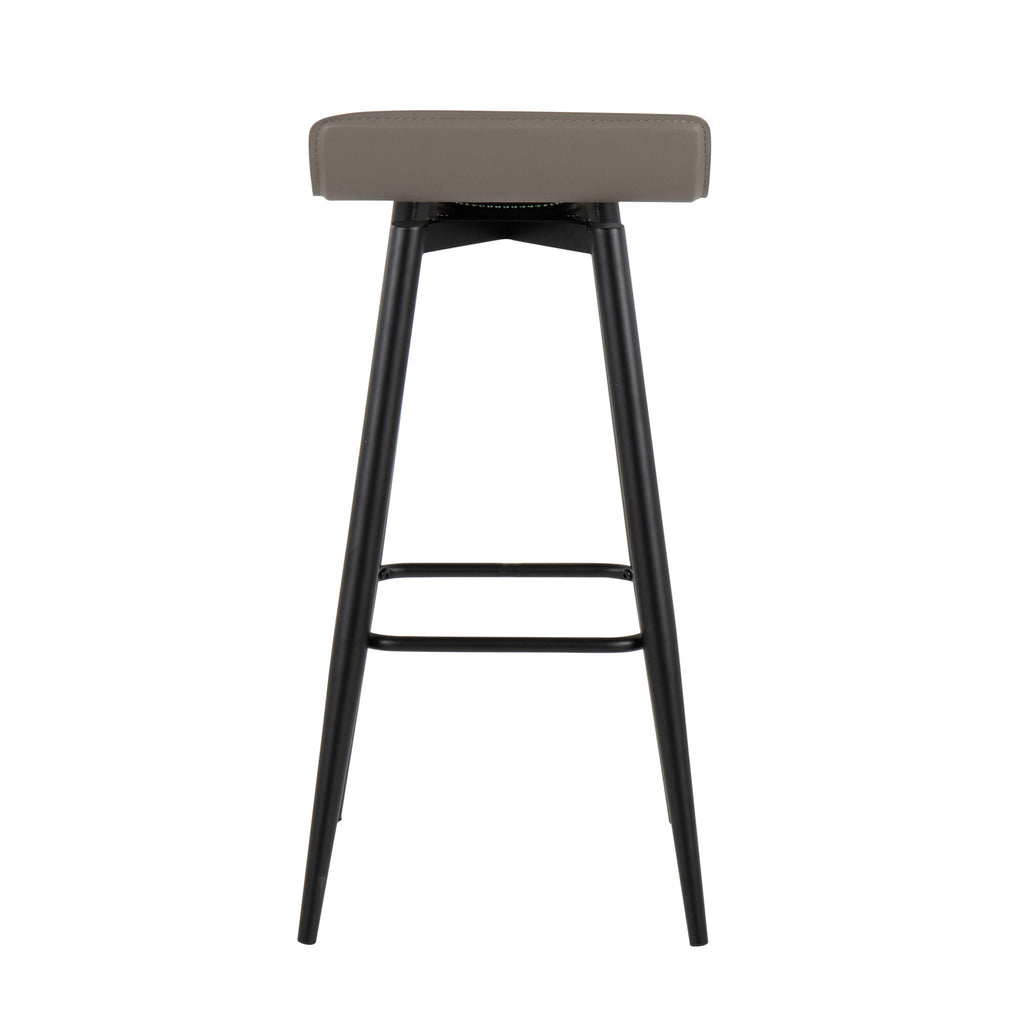 Contemporary Fixed Height Bar Stool Set with Metal Base - Pearl Silver or White