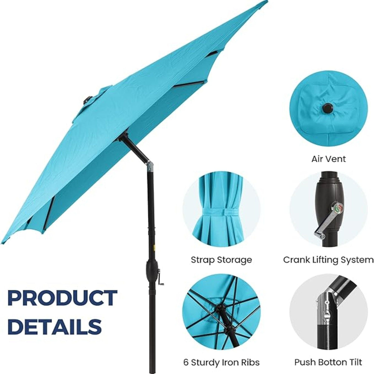 Rectangular Patio Umbrella with Crank Tilt - UV-Resistant Canopy