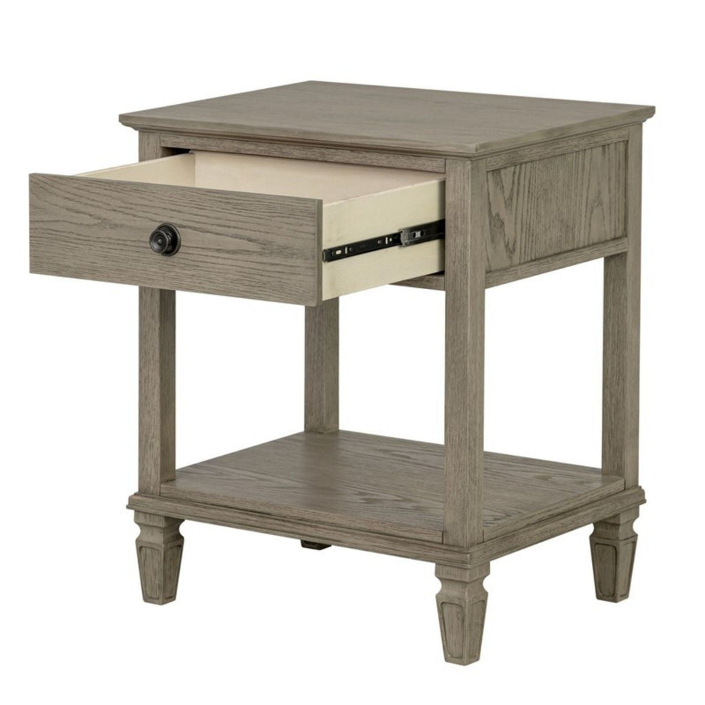 Bedside Table with Drawer and Shelf - Solid Wood Nightstand - Light Brown, Dark Brown, Beige, or Dark Gray