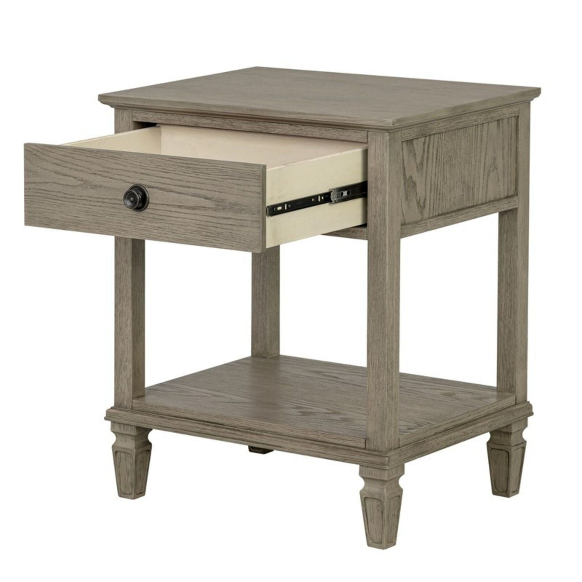 Bedside Table with Drawer and Shelf - Solid Wood Nightstand - Light Brown, Dark Brown, Beige, or Dark Gray