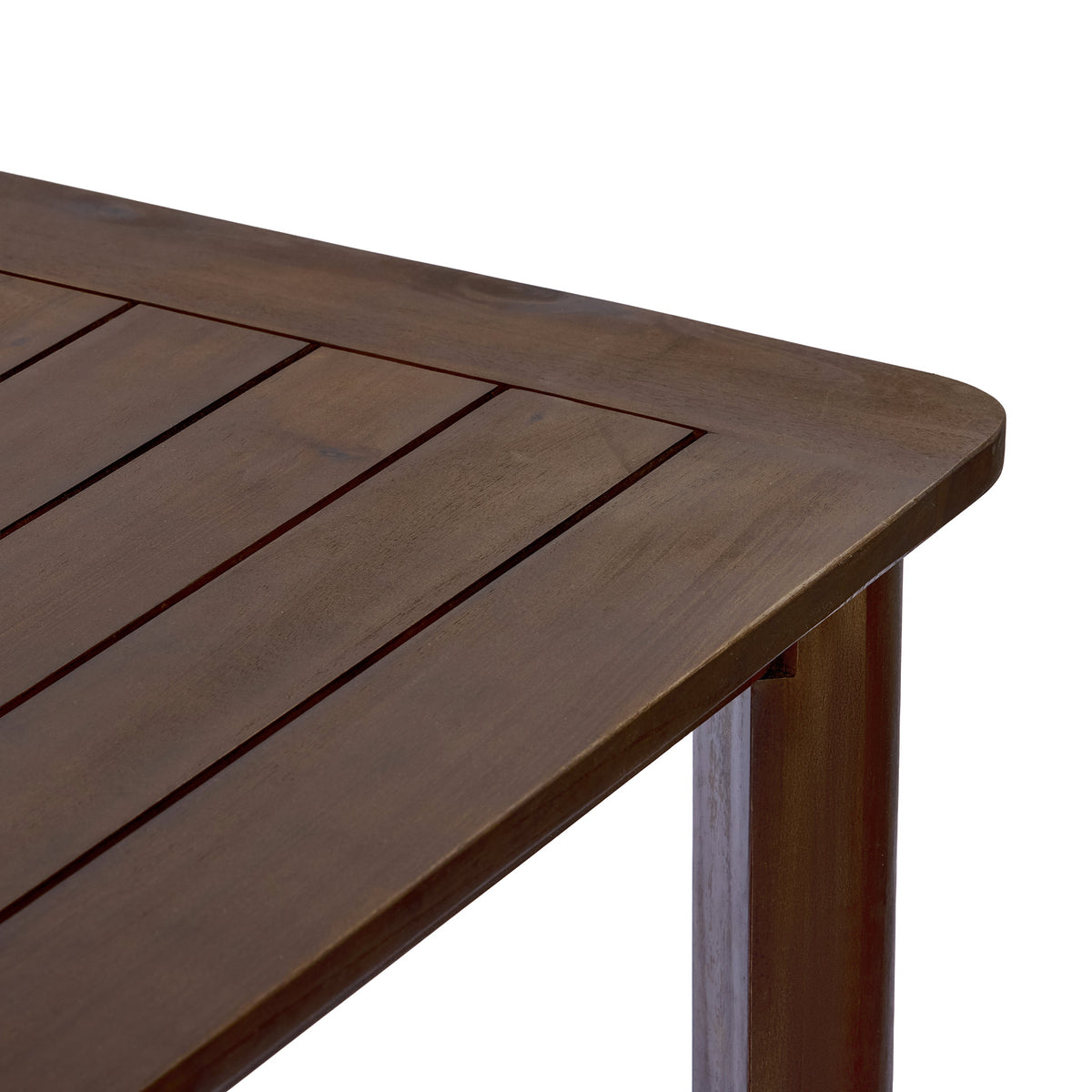 Rectangular Acacia Outdoor Dining Table with Slatted Top - Natural Wood