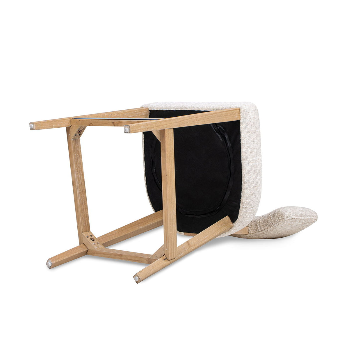 Round Arched Upholstered Counter Stool Set with Open Back - Travertine Beige