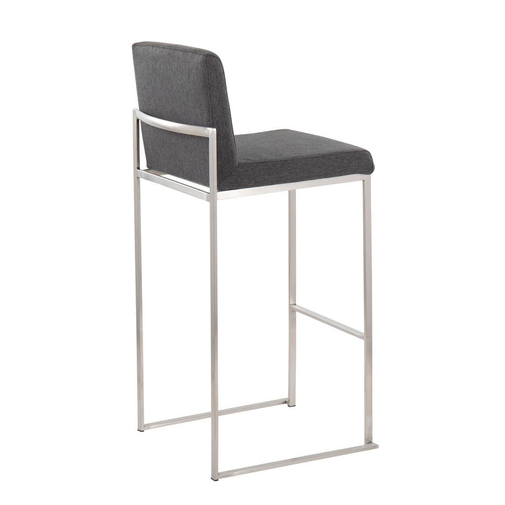 Contemporary High Back Barstool Set with Upholstered Seat – Multiple Colors