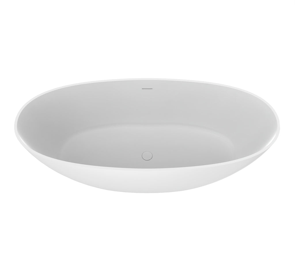70.87 Inch Freestanding Solid Surface Soaking Bathtub with Matte Finish