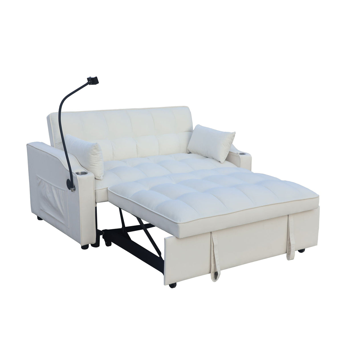 Modern Loveseat Futon Sofa with Pullout Bed and Adjustable Backrest - Multiple Colors