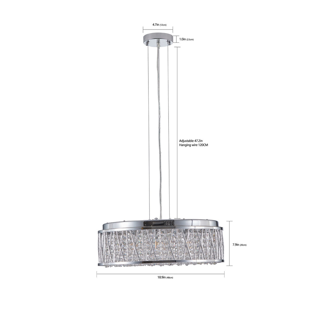 Modern Crystal Chandelier with Crystal Accents - 19 Inch