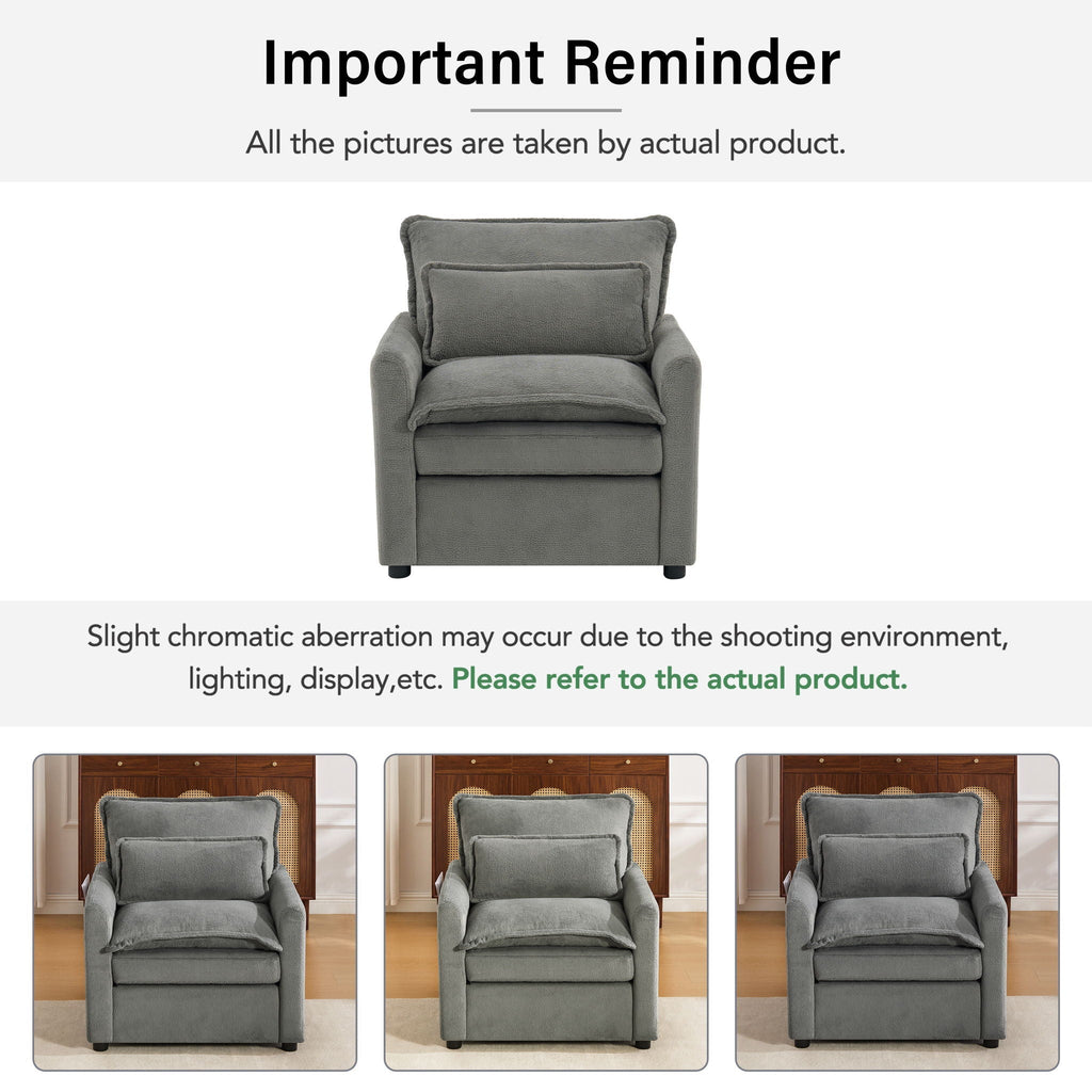 Modern Single Seat Accent Chair with Side Storage Pockets - Multiple Colors