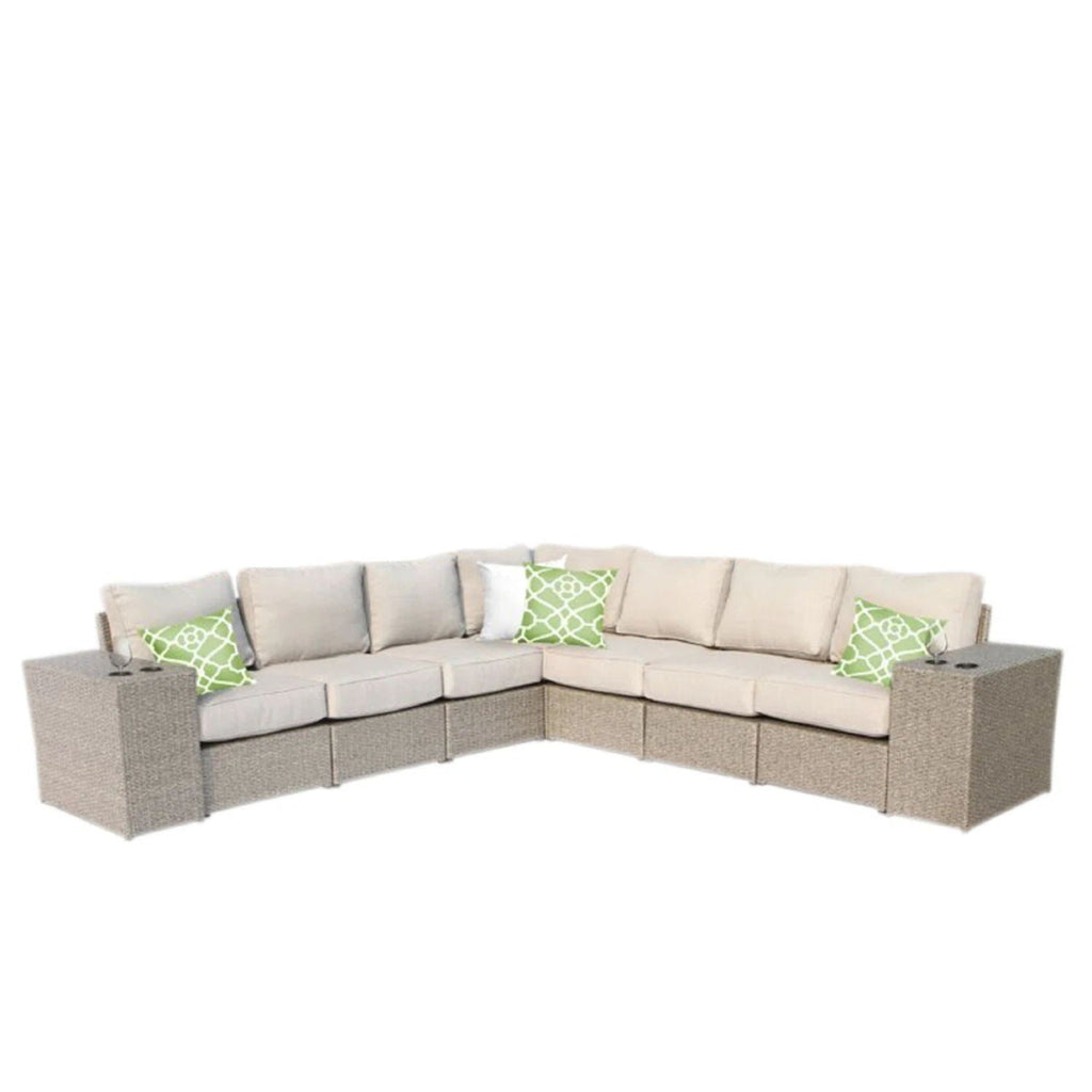 Rattan Sectional Sofa Set with Cushions - Gray, Dark Brown, or Beige