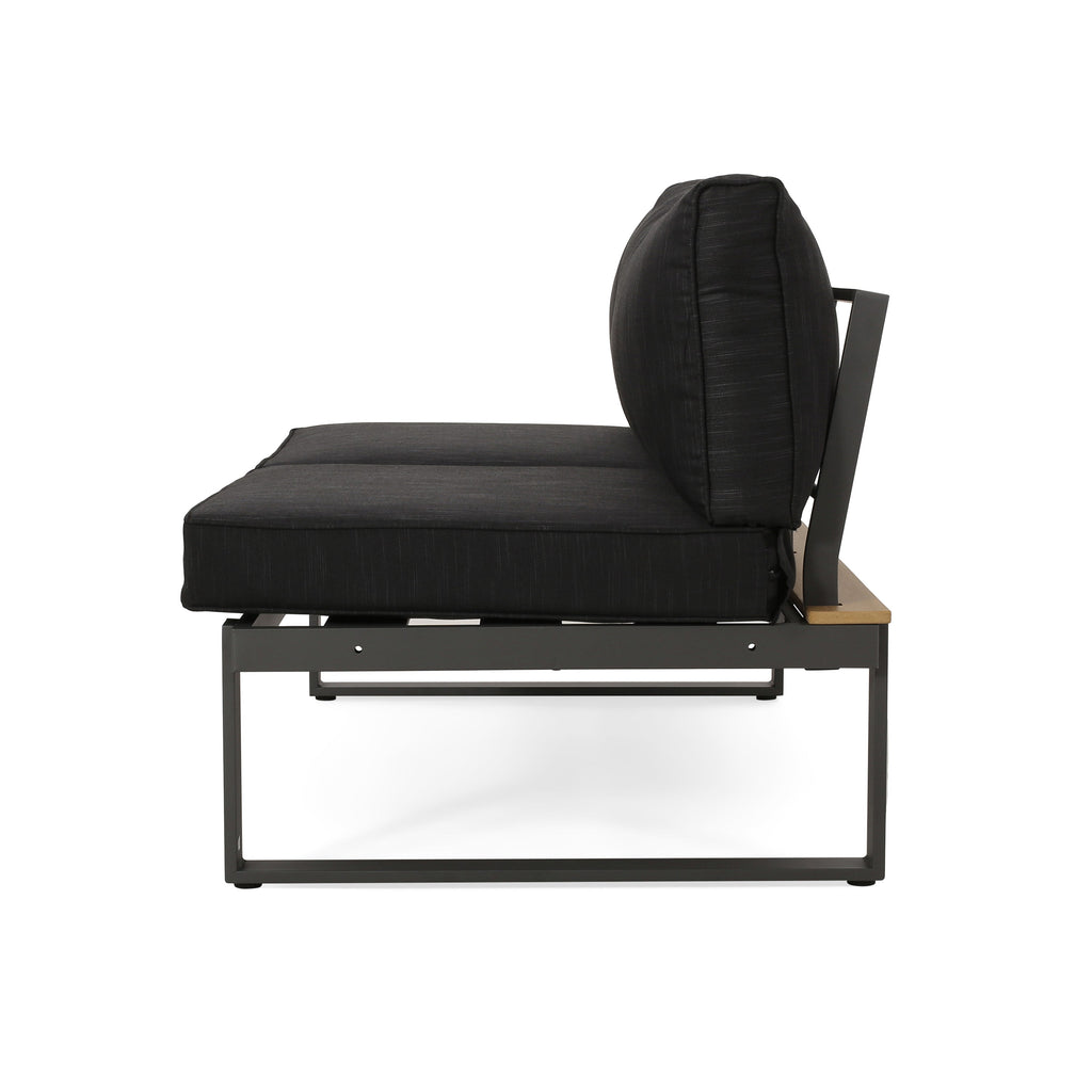 Sterling Left Arm Sofa Seater with Aluminum & Acacia Wood - Dark Gray