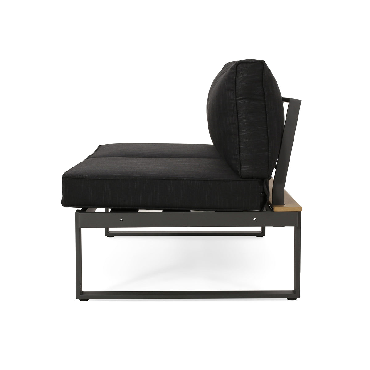 Sterling Left Arm Sofa Seater with Aluminum & Acacia Wood - Dark Gray